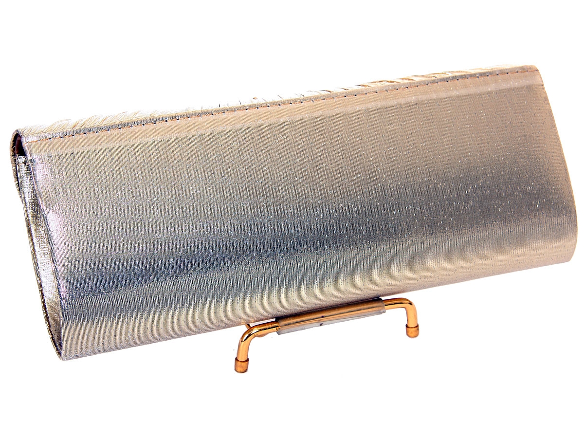 Rhinestone Embellished Satin Evening Bag in Gold — in alternative picture