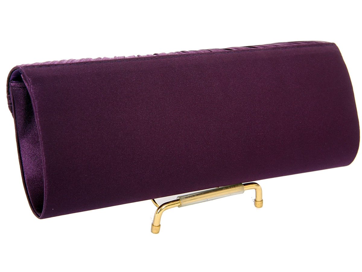 Rhinestone Embellished Satin Evening Bag in Purple — in alternative picture