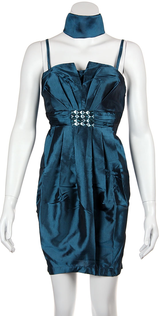 Bejeweled Center Shirred Party Dress