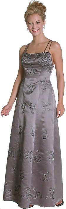 Criss Crossed Beaded Satin Dress