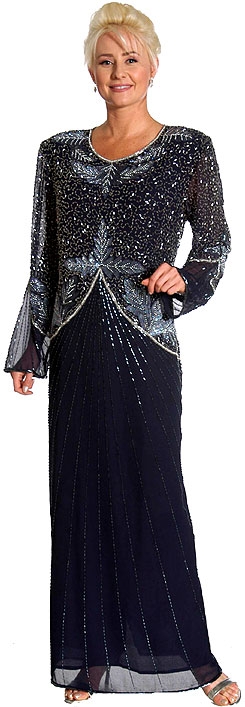 Hand Beaded Full Length Formal Dress