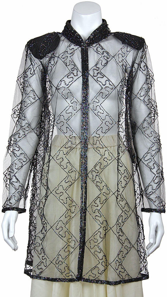 Long Beaded and Netted See-Through Jacket — in alternative image
