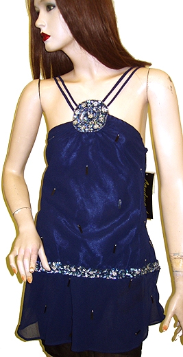 Beaded Patchwork Dual Strapped Halter Top