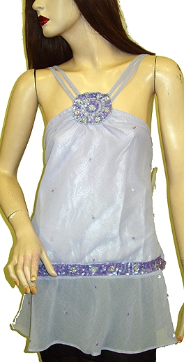 Beaded Patchwork Dual Strapped Halter Top