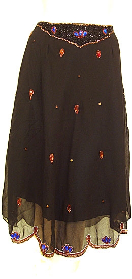 Bead Embellished Knee Length Skirt 