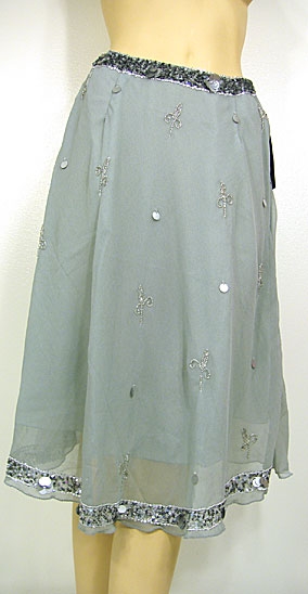 Bead Embellished Knee Length Skirt 