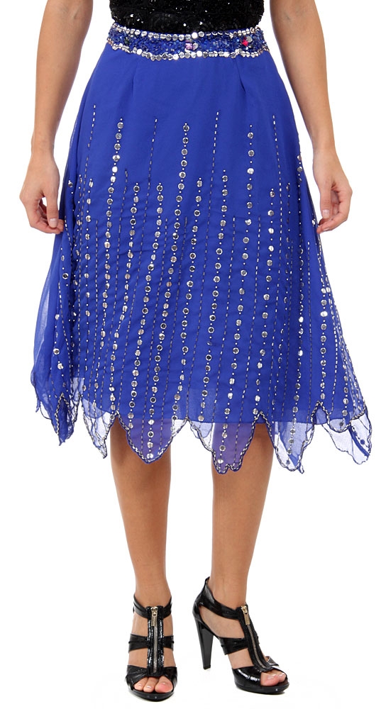 Bead Embellished Knee Length Skirt 