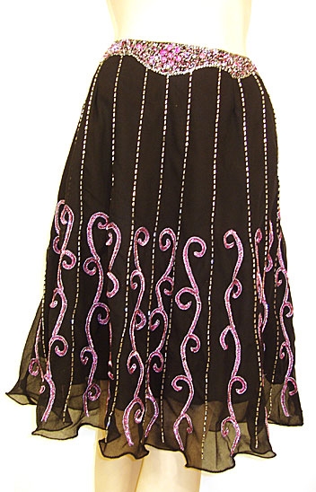 Bead Embellished Knee Length Skirt 