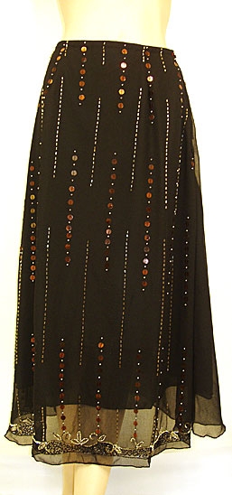 Bead Embellished Knee Length Skirt 