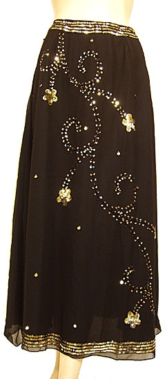 Bead Embellished Knee Length Skirt 