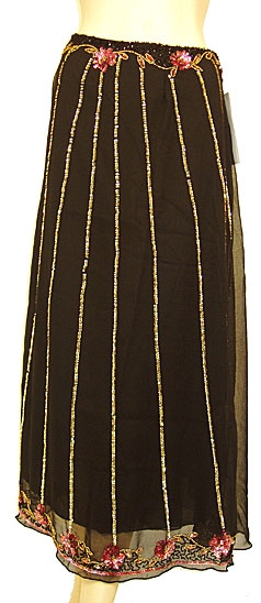 Bead Embellished Knee Length Skirt 