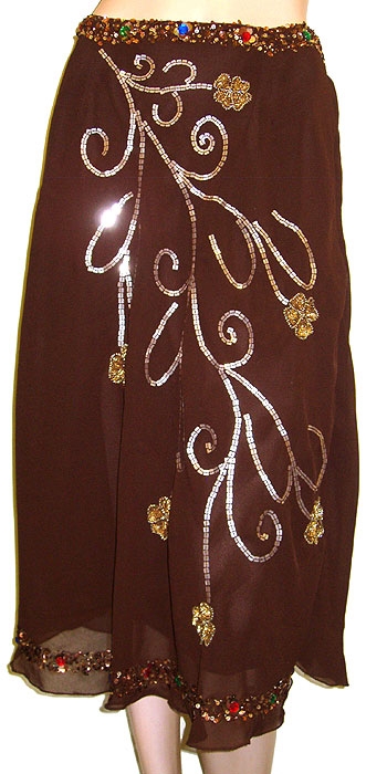 Bead Embellished Tea Length Skirt
