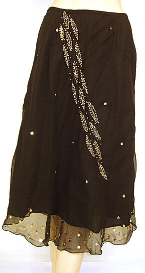 Bead Embellished Knee Length Skirt 