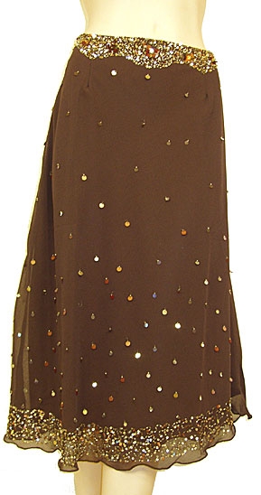 Bead Embellished Knee Length Skirt 