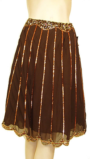 Bead Embellished Knee Length Skirt 