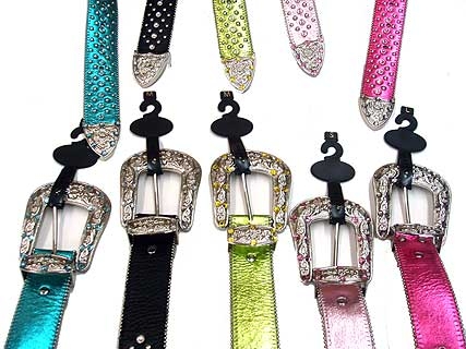 Rhinestone Metallic Leather Belt