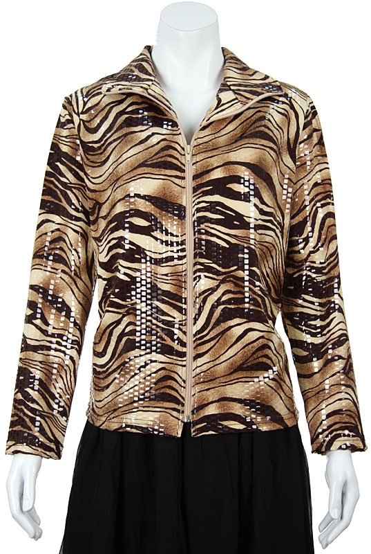 Leopard Print Full Sleeved Zipper Jacket