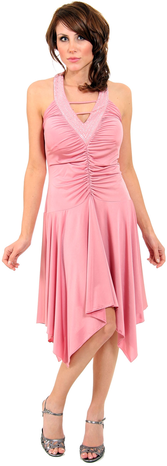 Form Fitting Asymmetric Short Cocktail & Party Dress — in alternative image