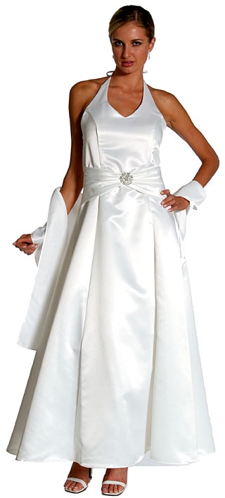 Halter & Brooch A-line Formal Dress