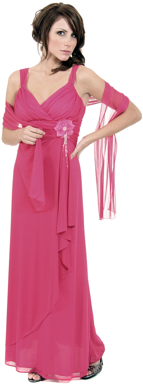 Elegant Wrap Around Shirred Bridesmaid Dress — in alternative image