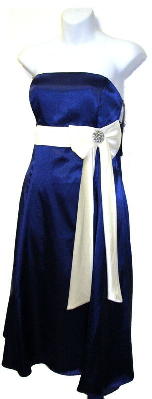 Strapless With Ivory Bow & Sash Prom Dress — in alternative view