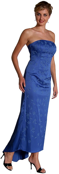 Off Shouldered Beaded Satin Dress with Tail
