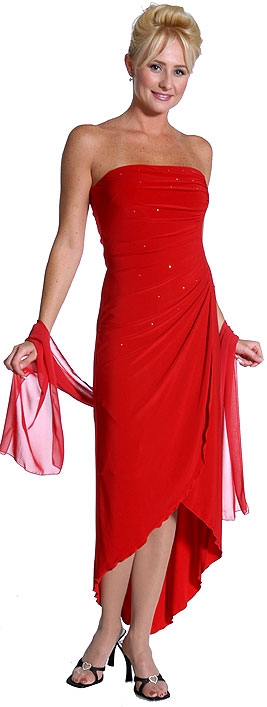 Asymmetric Rhinestone Off Shouldered Dress