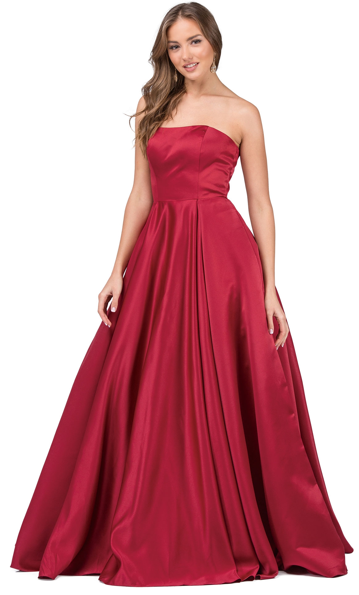 Strapless Puffy Skirt Long Prom Dress with Lace-up Corset