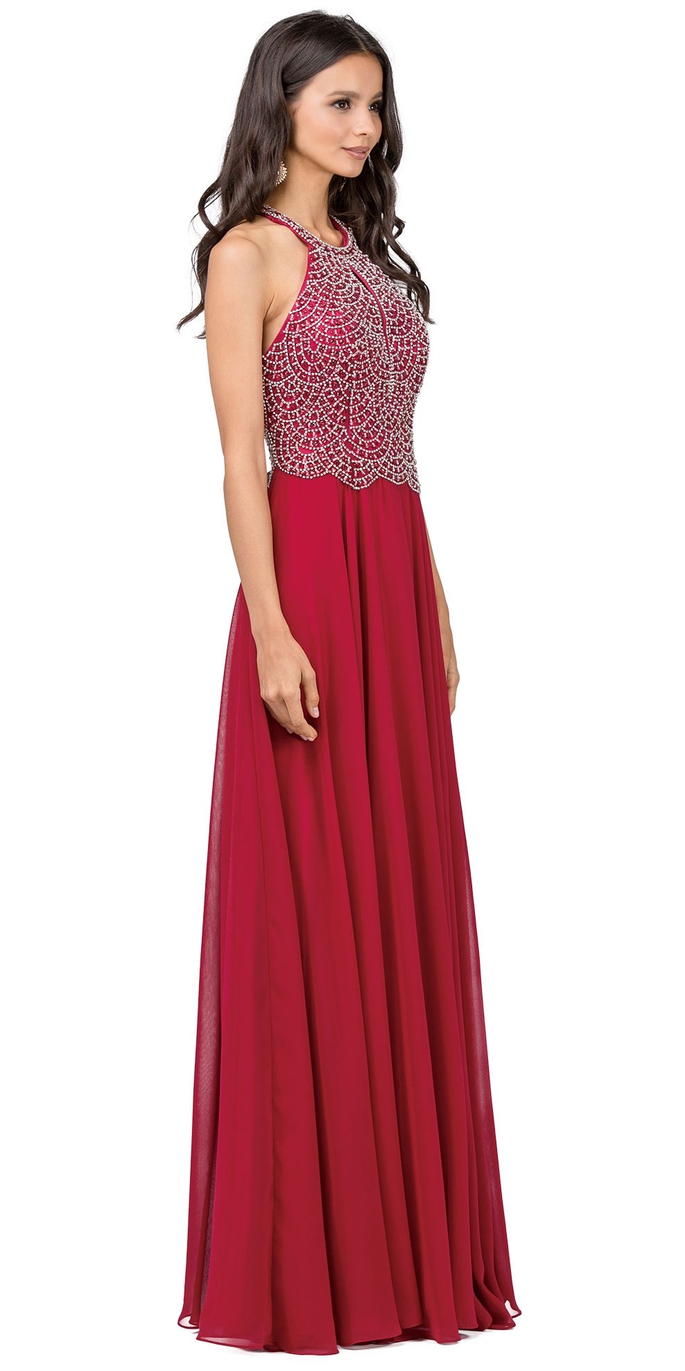 Embellished Bodice & Back Straps Long Prom Dress