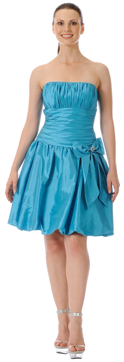 Short Shirred Ribbon Party Dress
