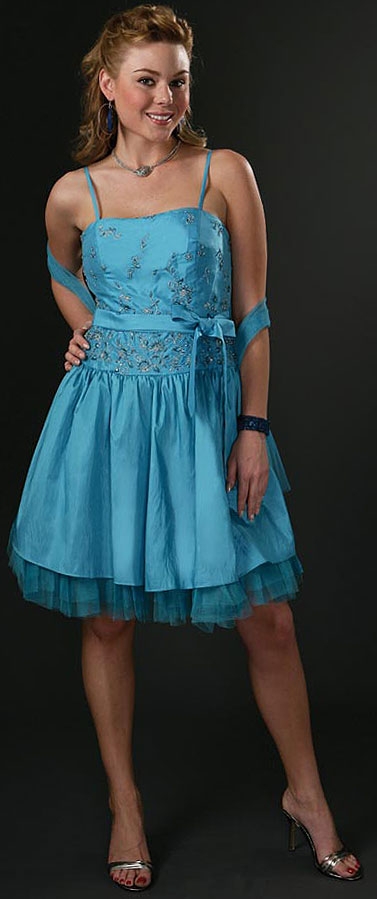 Spaghetti Beaded Short Party Dress — in alternative view