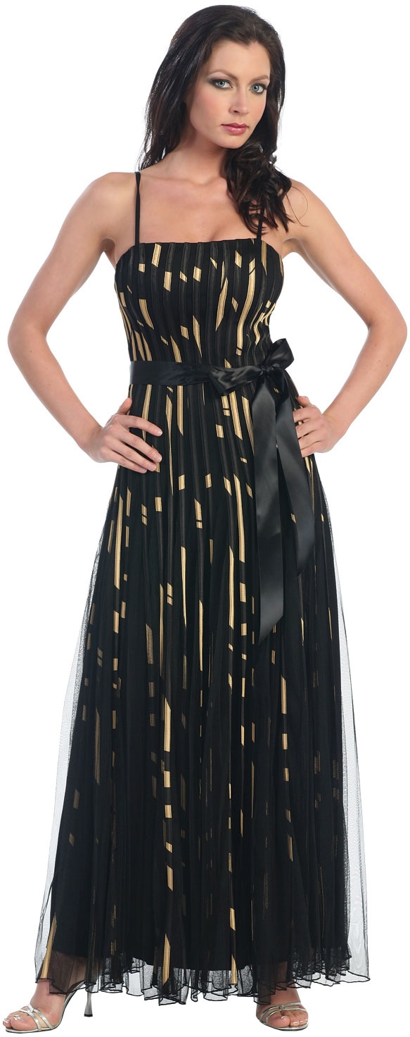 Two Tone Print Long Formal Prom Dress — in Black/Gold print