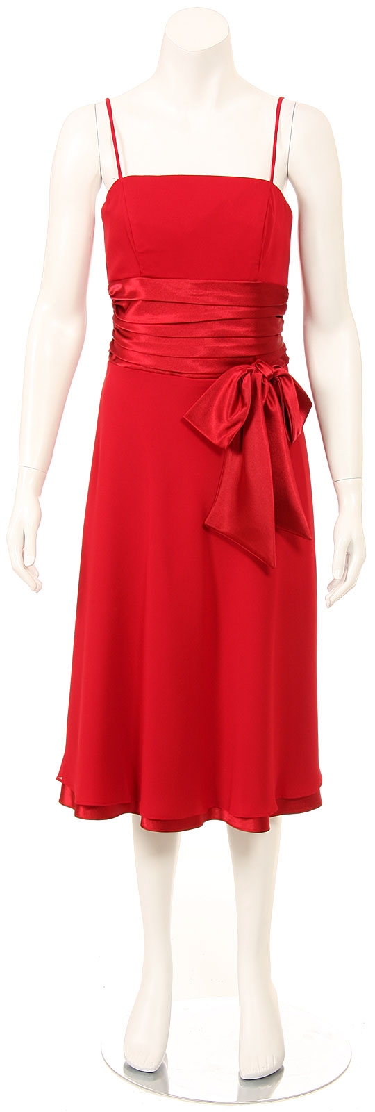 Spaghetti Ribbon Bow Formal Party Dress — in Red