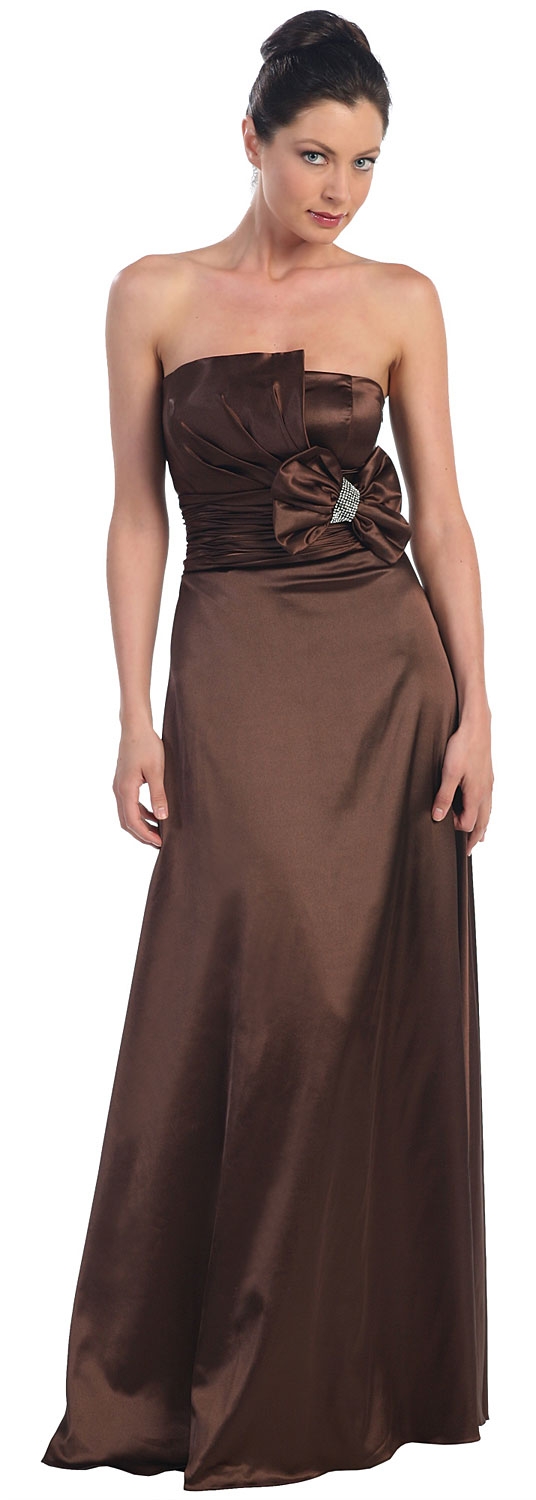 Full Length Pleated Bodice Evening Dress