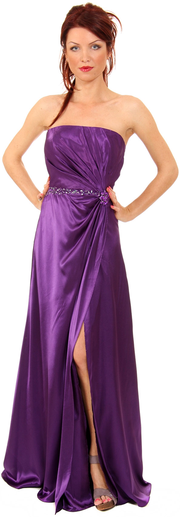 Strapless Goddess Wrap Formal Gown