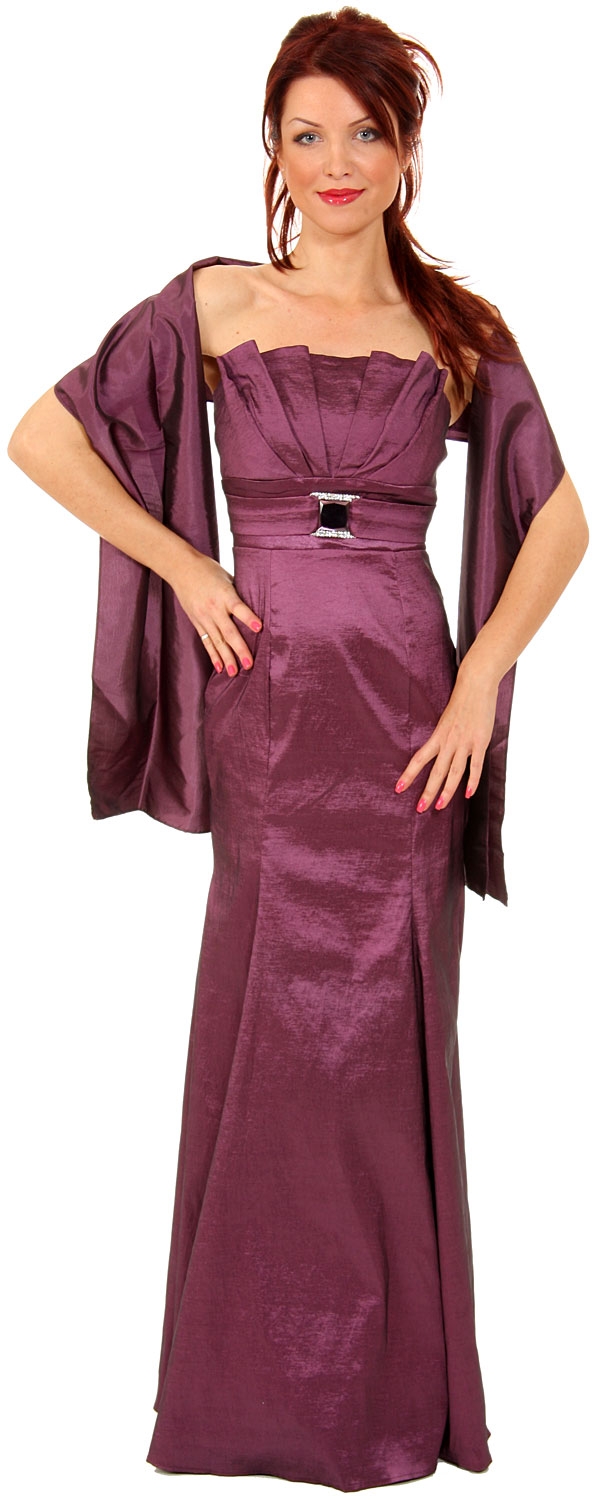 Elegant Empire Cut Strapless Formal Evening Gown — in alternative image