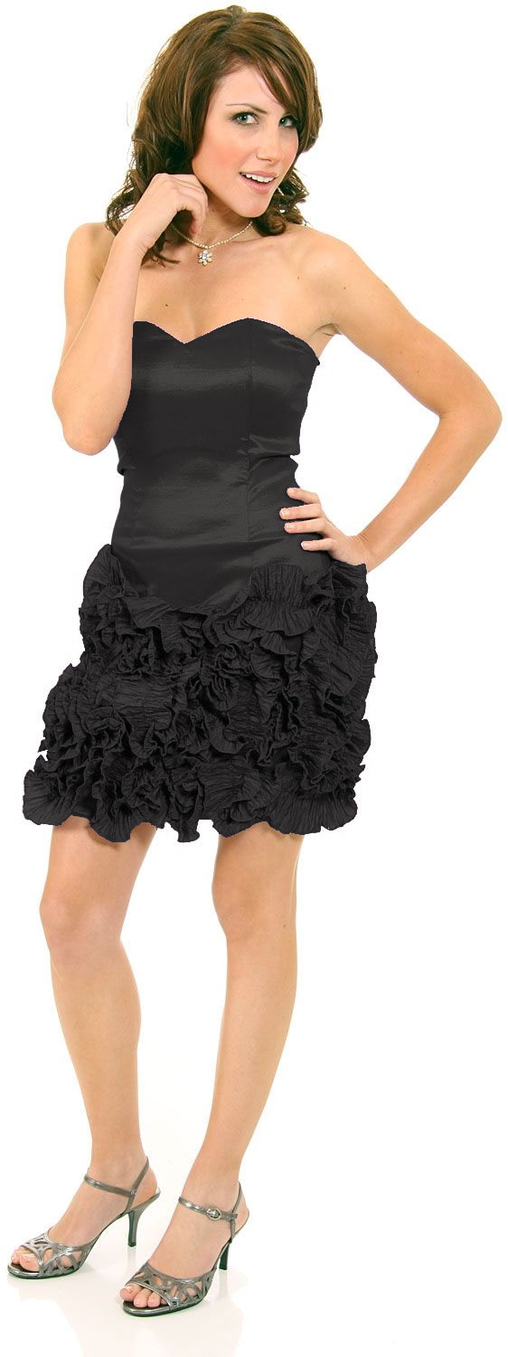 Short Flirty Ruffled Party Prom Dress — in Black