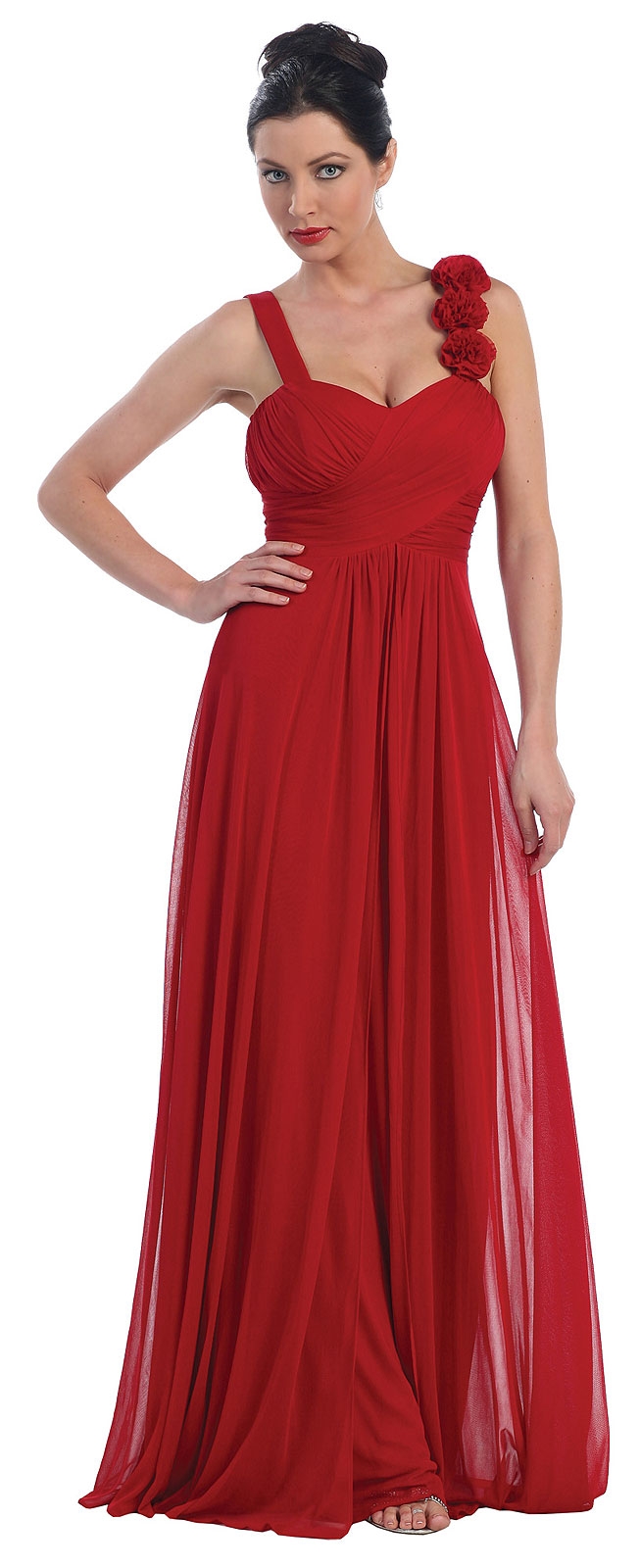 Long Formal Prom Dress with Floral Applique — in an alternative picture