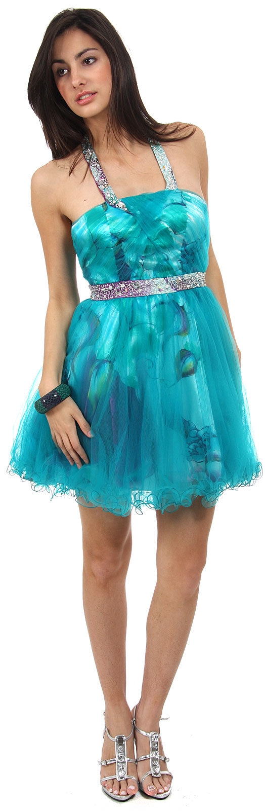 Layered and Printed Short Prom Dress
