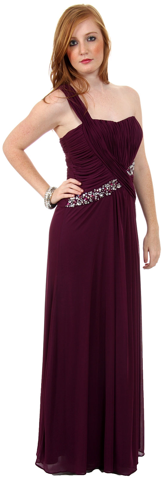 Grecian Single Shoulder Formal Prom Dress