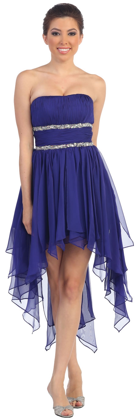 Elegant High-Low Prom Dress with Asymmetrical Hem — in Purple