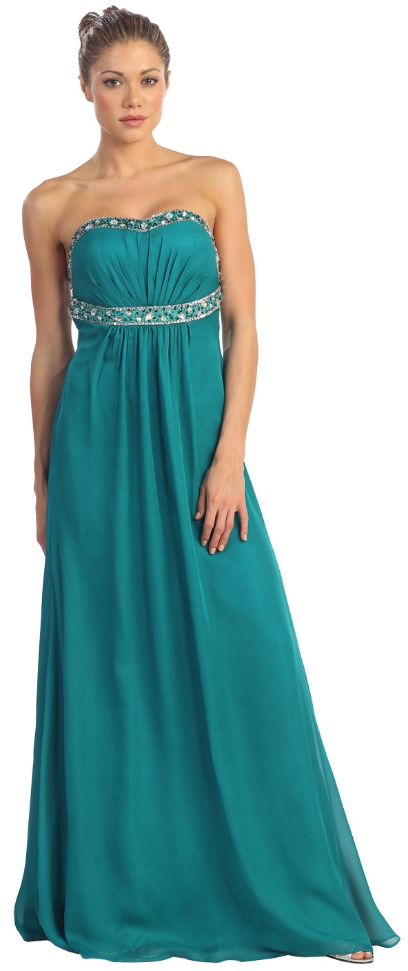 Strapless Floor length Empire Cut Formal Prom Dress