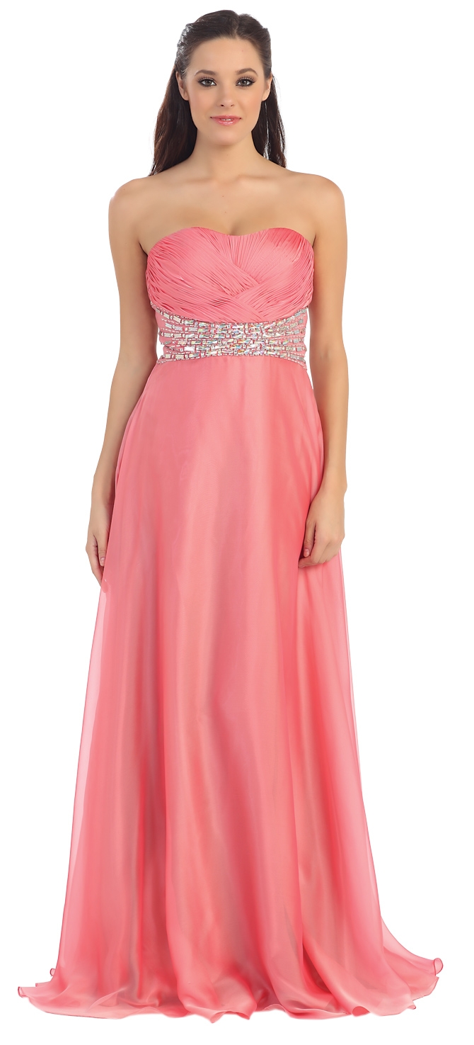 Strapless Weave Design Long Formal Evening Prom Dress