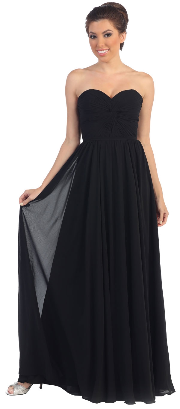 Strapless Twist Knot Bust Formal Bridesmaid Dress — in Black