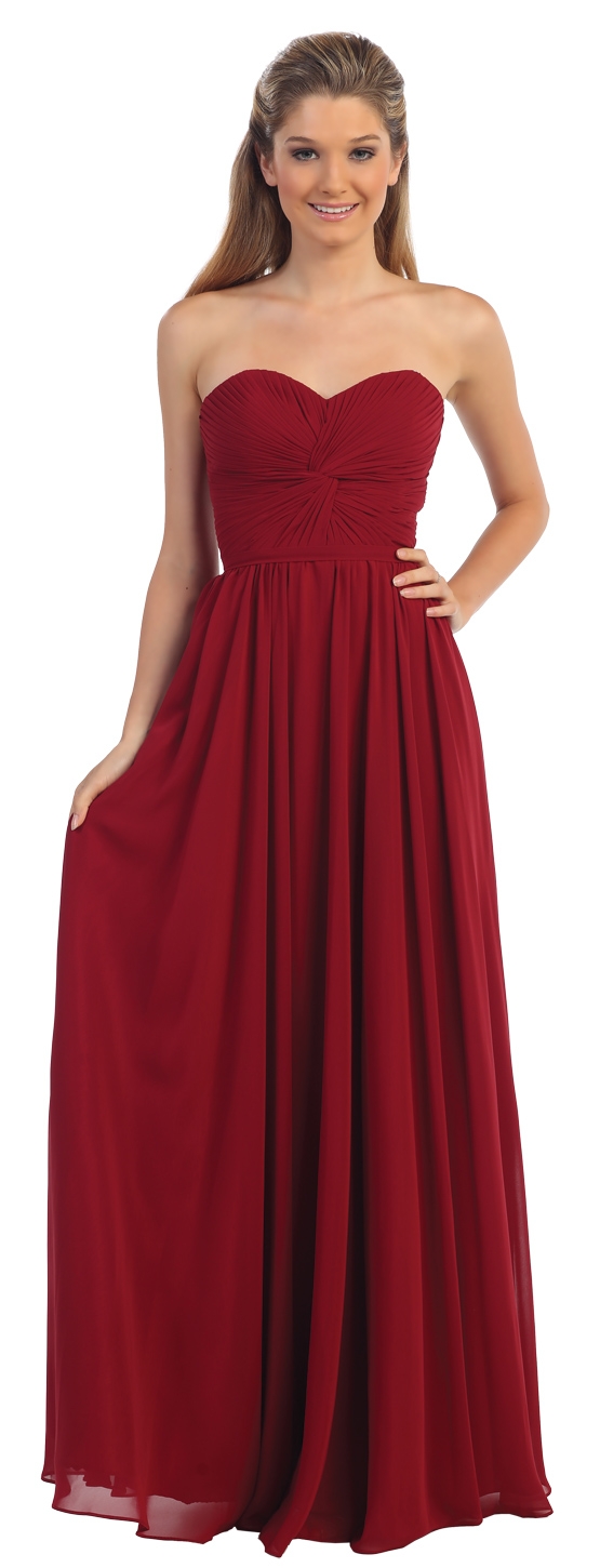 Strapless Twist Knot Bust Formal Bridesmaid Dress