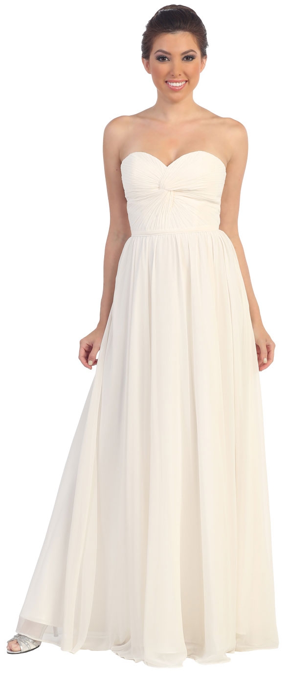 Strapless Twist Knot Bust Formal Bridesmaid Dress — in Ivory