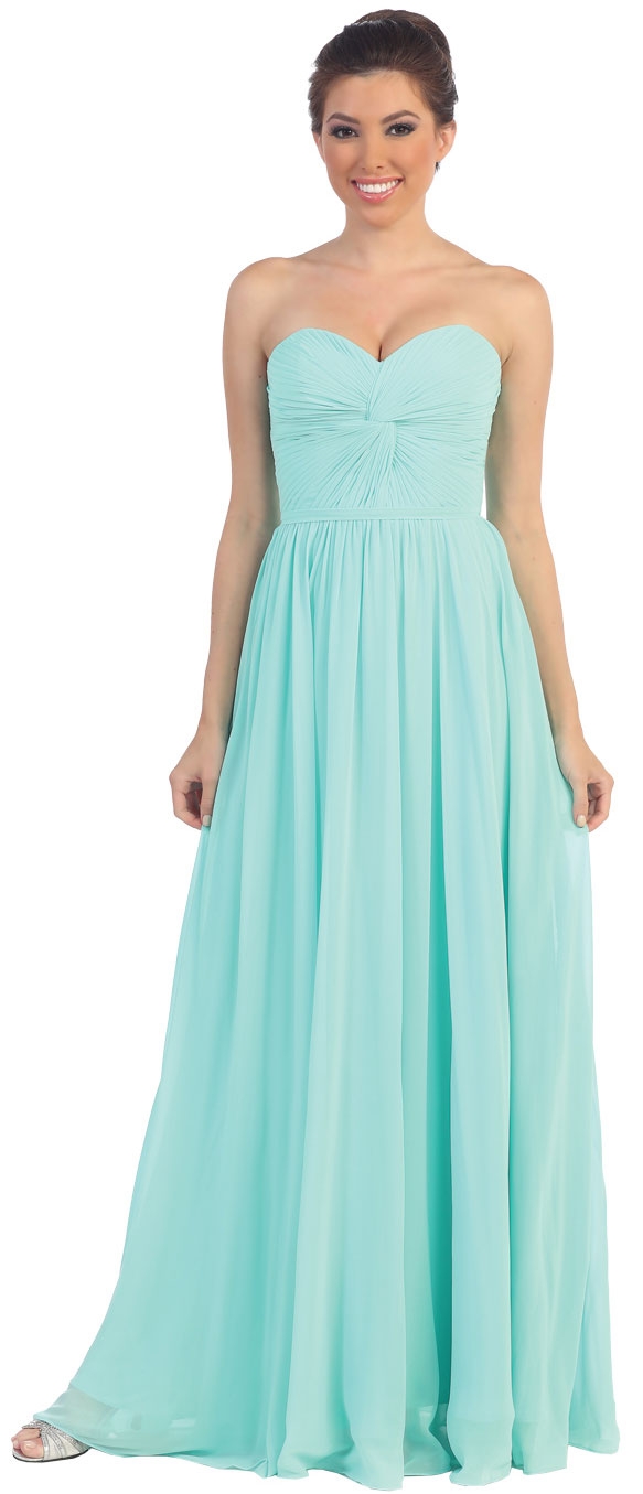 Strapless Twist Knot Bust Formal Bridesmaid Dress — in Mint