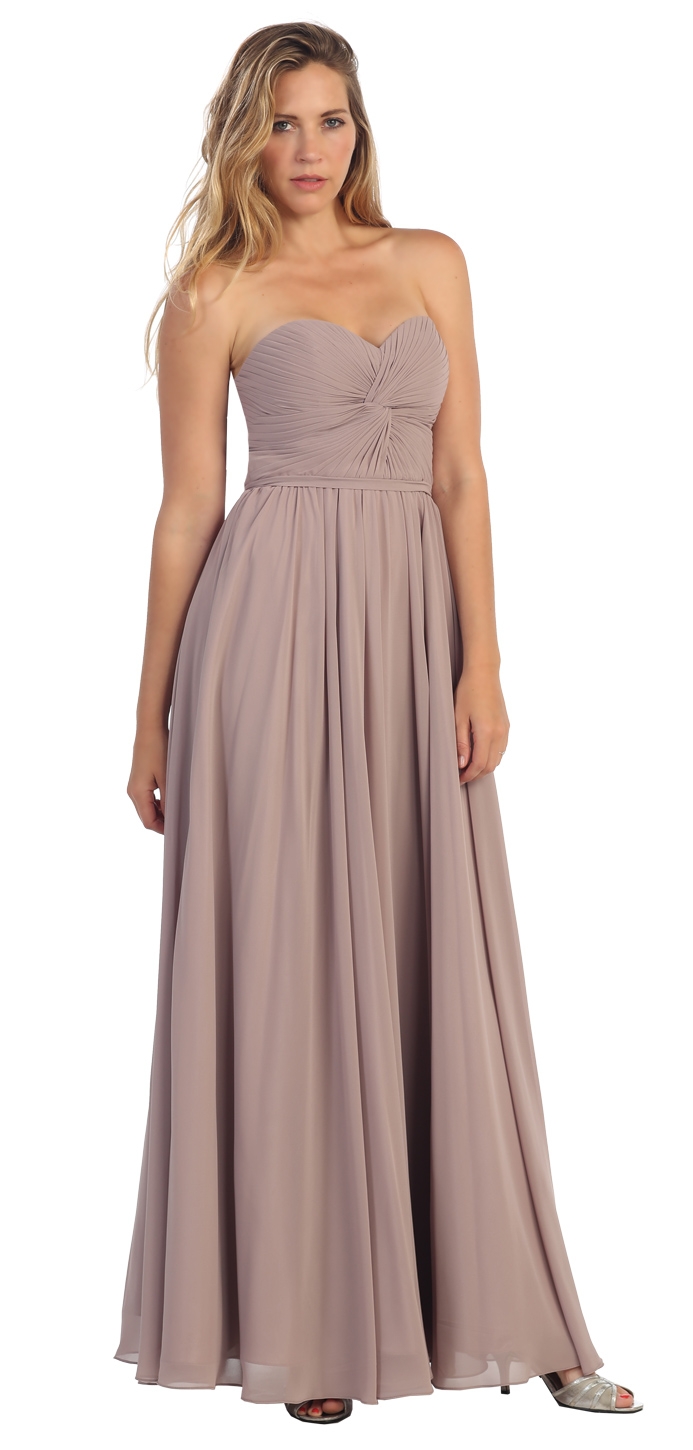 Strapless Twist Knot Bust Formal Bridesmaid Dress — in Mocha