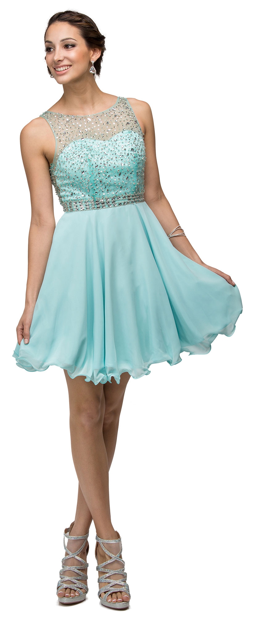 Sparkling Jewels Bodice Short Homecoming Party Dress