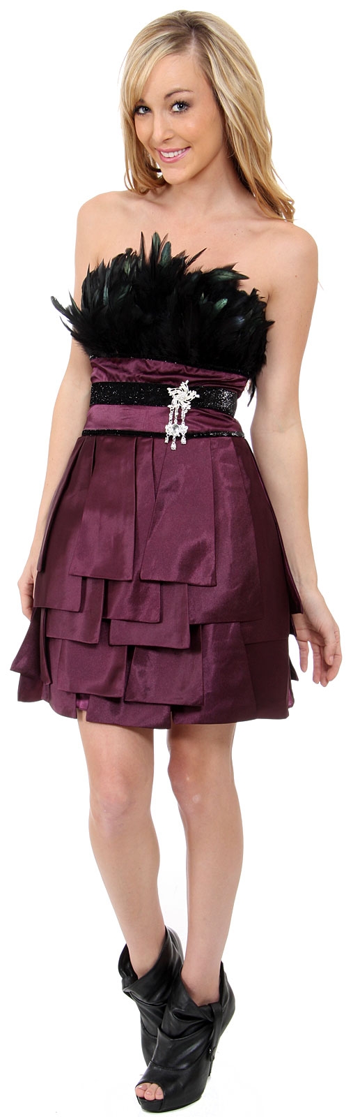Feathered Top Short Dress